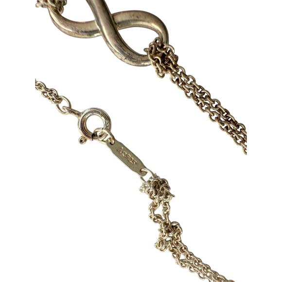 Tiffany & Co Infinity Double Chain Pendant and Necklace in Sterling 16" Chain - Picture 2 of 15